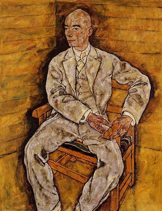维克多·里特·冯·鲍尔的肖像 Portrait of Victor Ritter von Bauer (1918; Vienna,Austria                     )，埃贡·席勒