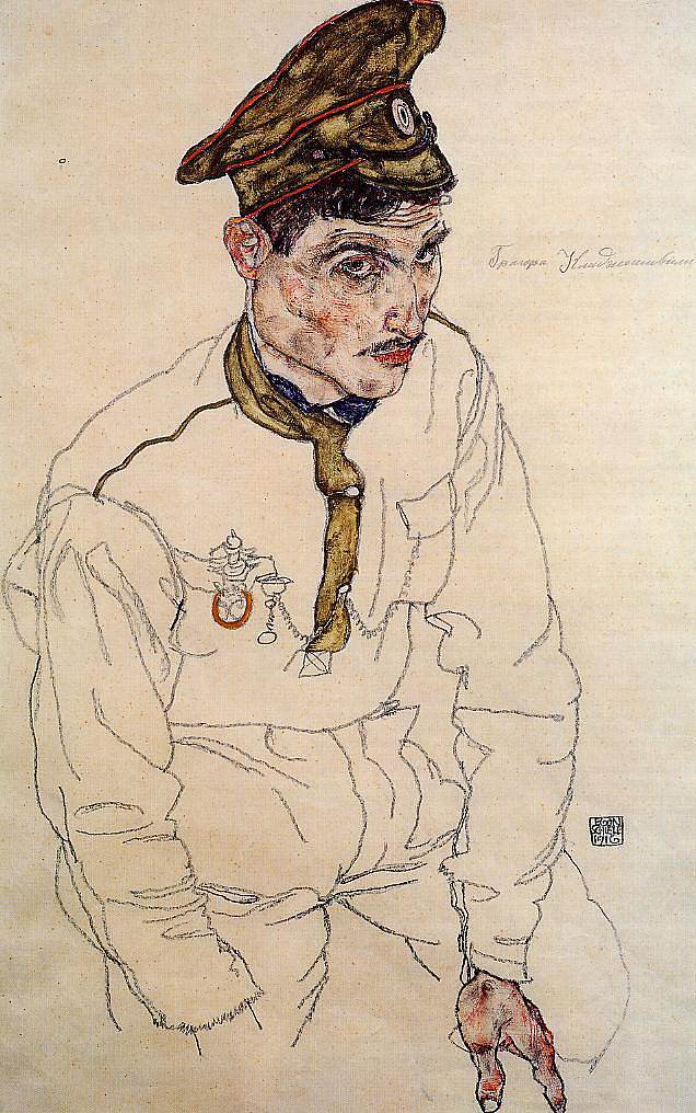 俄罗斯战俘（格里戈里·克拉吉舒利） Russian Prisoner of War (Grigori Kladjishuli) (1916; Vienna,Austria  )，埃贡·席勒