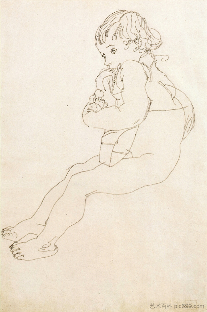 坐着的孩子 Sitting Child (1916; Vienna,Austria  )，埃贡·席勒