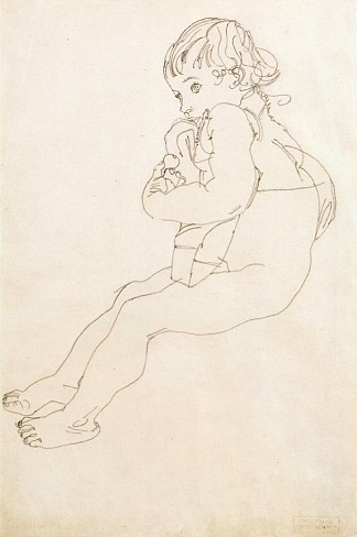 坐着的孩子 Sitting Child (1916; Vienna,Austria                     )，埃贡·席勒