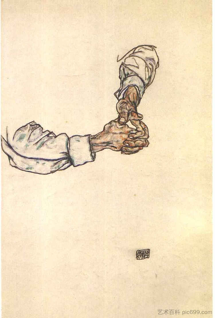 手的研究 Study of hands (1913; Vienna,Austria  )，埃贡·席勒