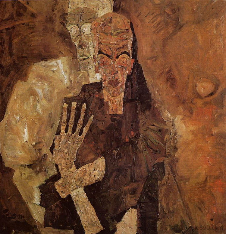 自我先知（死亡与人） The Self Seers (Death and Man) (1911)，埃贡·席勒