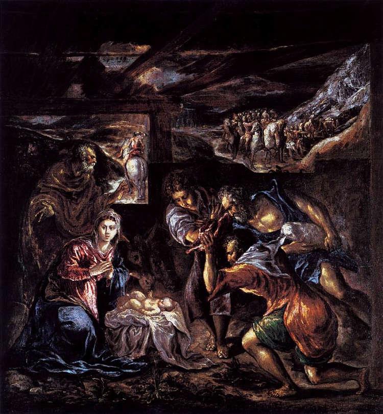 牧羊人的崇拜 Adoration of the Shepherds (c.1570; Spain  )，埃尔·格列柯