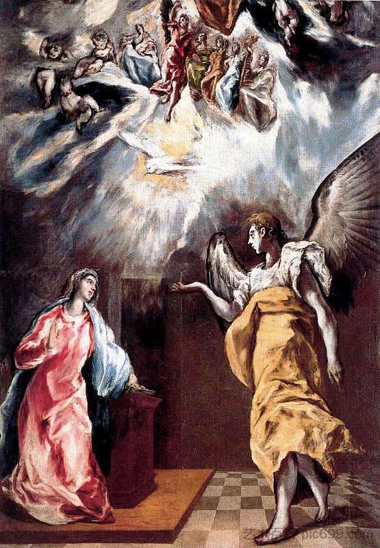 报喜 Annunciation (c.1610; Spain  )，埃尔·格列柯