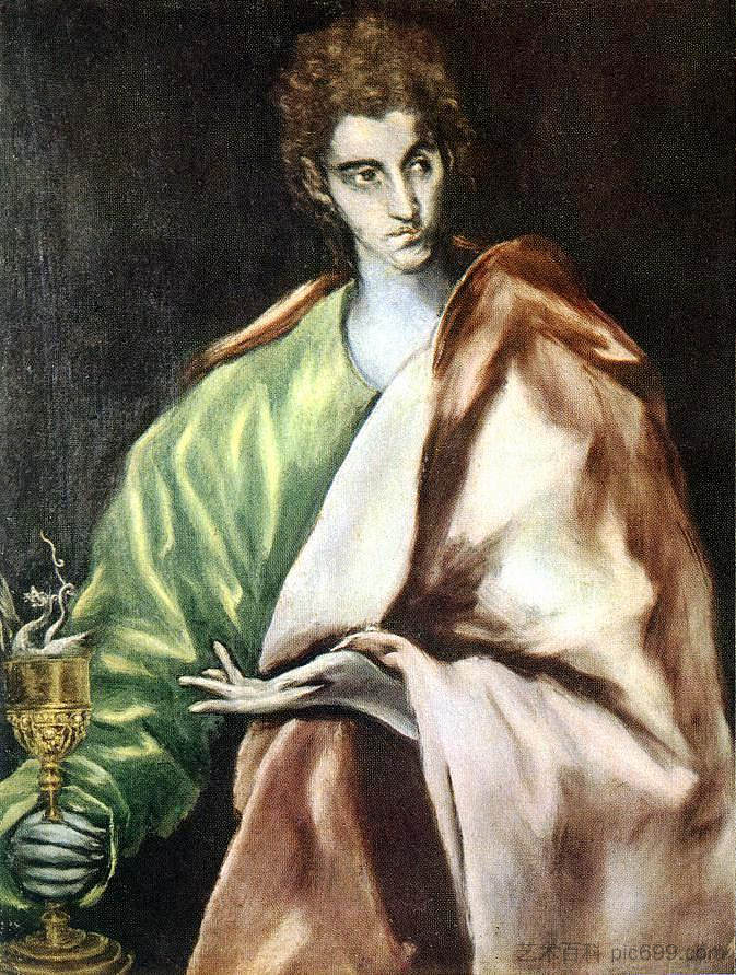 使徒圣约翰福音传教士 Apostle St. John the Evangelist (c.1612; Spain  )，埃尔·格列柯