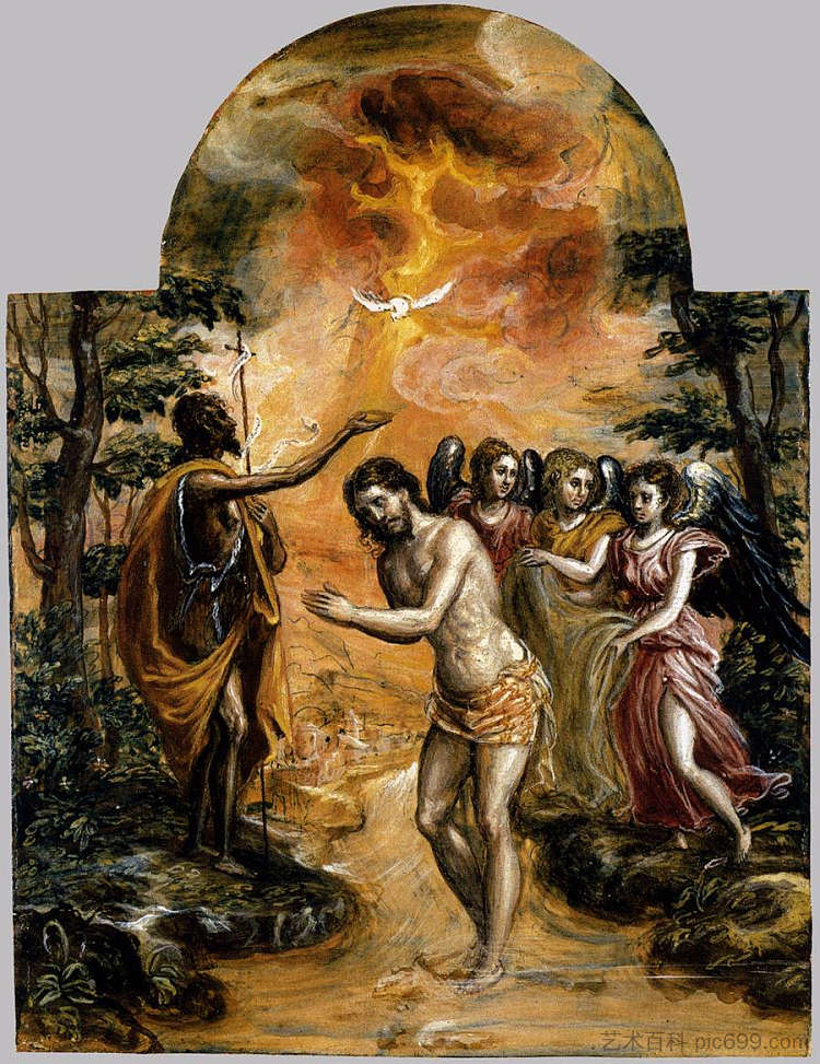 基督的洗礼 Baptism of Christ (1568; Italy  )，埃尔·格列柯