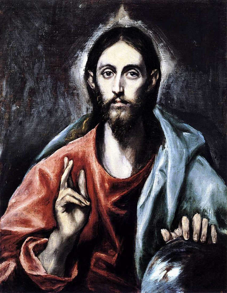 基督祝福（世界的救主） Christ blessing (The Saviour of the World) (c.1600; Spain  )，埃尔·格列柯