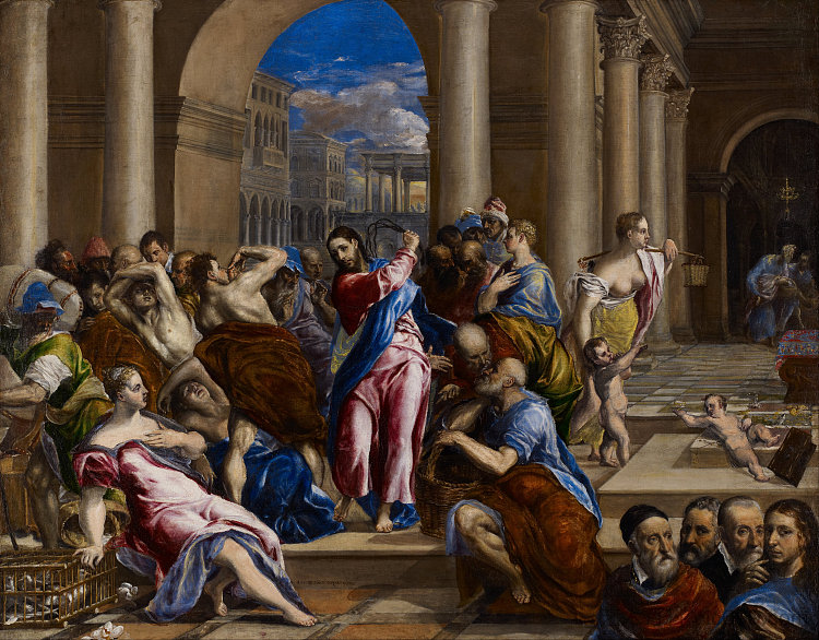 基督将商人赶出圣殿 Christ driving the traders from the temple (1571 - 1576; Italy ),埃尔·格列柯