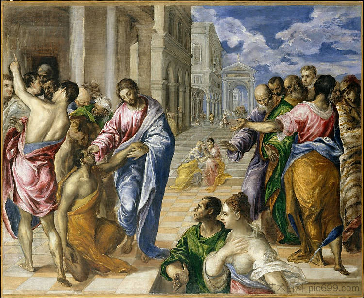 基督医治瞎子 Christ healing the blind man (1560; Greece  )，埃尔·格列柯