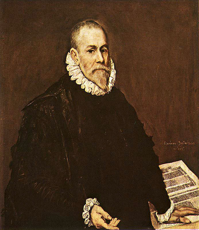 罗德里戈·德拉富恩特医生的肖像 Portrait of a doctor Rodrigo de la Fuente (c.1580; Spain  )，埃尔·格列柯