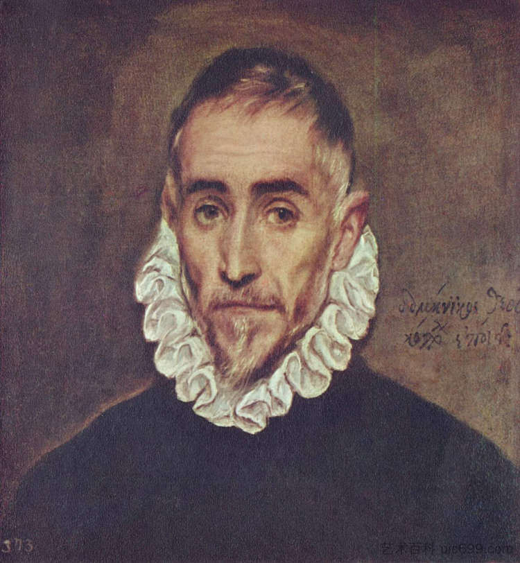 一位老贵族的肖像 Portrait of an elder nobleman (c.1585; Spain  )，埃尔·格列柯