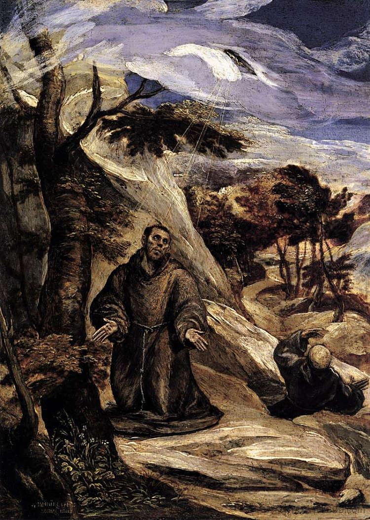 圣弗朗西斯接受圣痕 St. Francis receiving the stigmata (c.1571; Venice,Italy  )，埃尔·格列柯