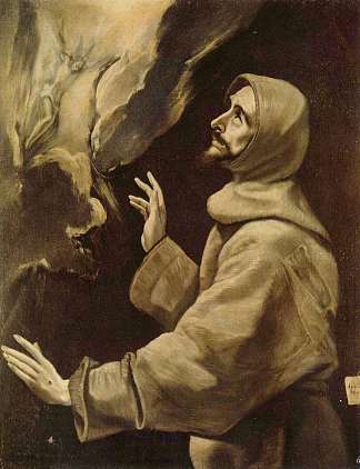 圣弗朗西斯接受圣痕 St. Francis receiving the stigmata (c.1578; Spain                     )，埃尔·格列柯