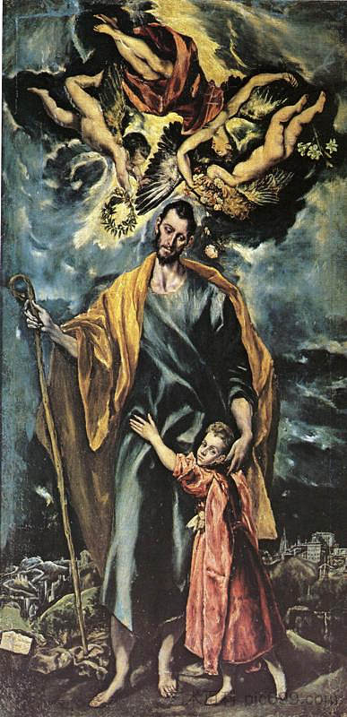 圣若瑟和圣婴 St. Joseph and the Christ Child (1599; Toledo,Spain ),埃尔·格列柯