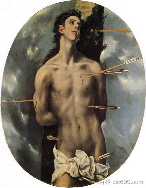 圣塞巴斯蒂安 St. Sebastian (c.1600; Spain  )，埃尔·格列柯