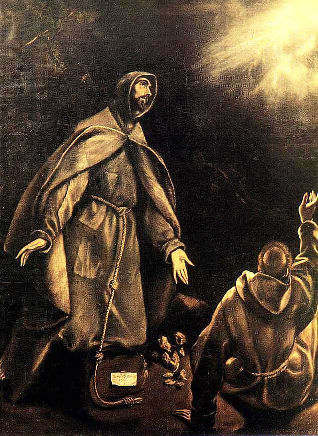 圣弗朗西斯的污名化 Stigmatisation of St. Francis (c.1600; Toledo,Spain ),埃尔·格列柯