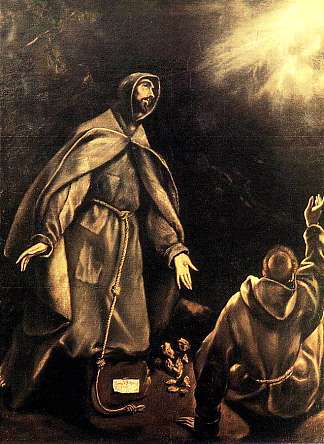 圣弗朗西斯的污名化 Stigmatisation of St. Francis (c.1600; Toledo,Spain                     )，埃尔·格列柯