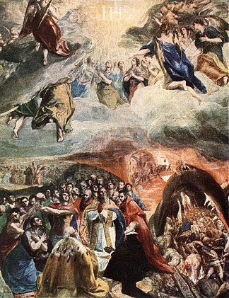 对耶稣之名的崇拜 The Adoration of the Name of Jesus (c.1580; Spain                     )，埃尔·格列柯