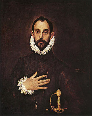 手放在胸前的骑士 The Knight with his hand on his breast (c.1584; Spain                     )，埃尔·格列柯