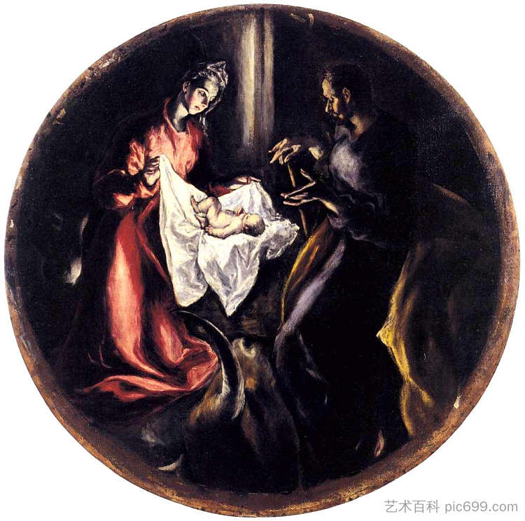 耶稣诞生 The Nativity (c.1604; Spain  )，埃尔·格列柯