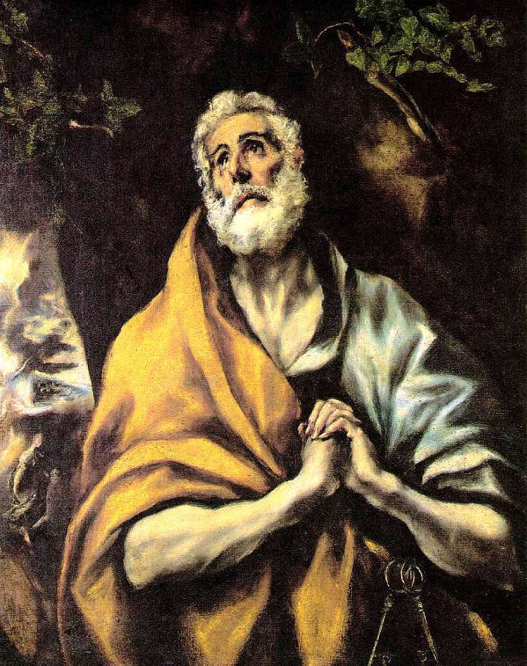 悔改的彼得 The Repentant Peter (c.1600; Spain  )，埃尔·格列柯