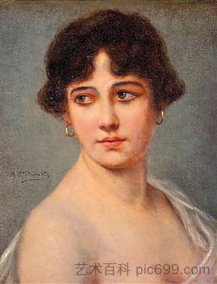 年轻女士的肖像 Portrait of young lady,拉斐尔·加西亚·希斯帕莱托(El Hispaleto)