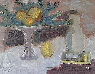 静物与水果 Still life with fruits (1985)，埃琳娜·邦蒂亚