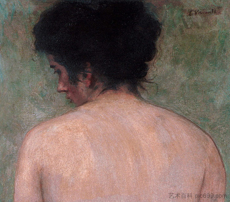 女人的背影 Back of a woman (c.1895)，埃利塞乌维斯康蒂