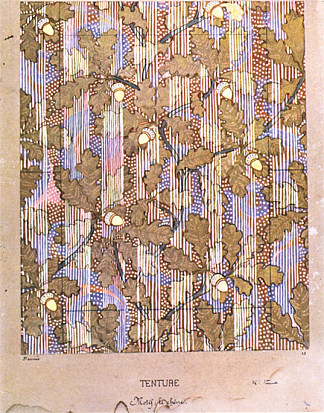 橡木 – 织物印花研究 Oak – Study for fabric printing (c.1896)，埃利塞乌维斯康蒂