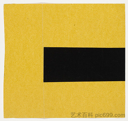 系列中的黑色和黄色 线形颜色 Black and Yellow from the series Line Form Color (1951)，埃斯沃兹·凯利