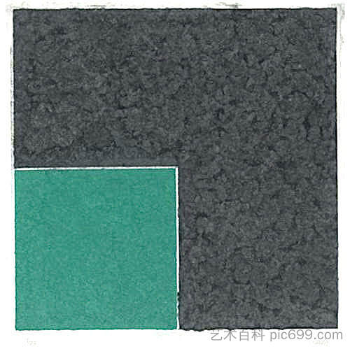 彩色纸图像十八（绿色方块与灰色） Colored Paper Image XVIII (Green Square with Grey) (1976)，埃斯沃兹·凯利