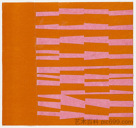 系列中的粉红色和橙色 线形颜色 Pink and Orange from the series Line Form Color (1951)，埃斯沃兹·凯利