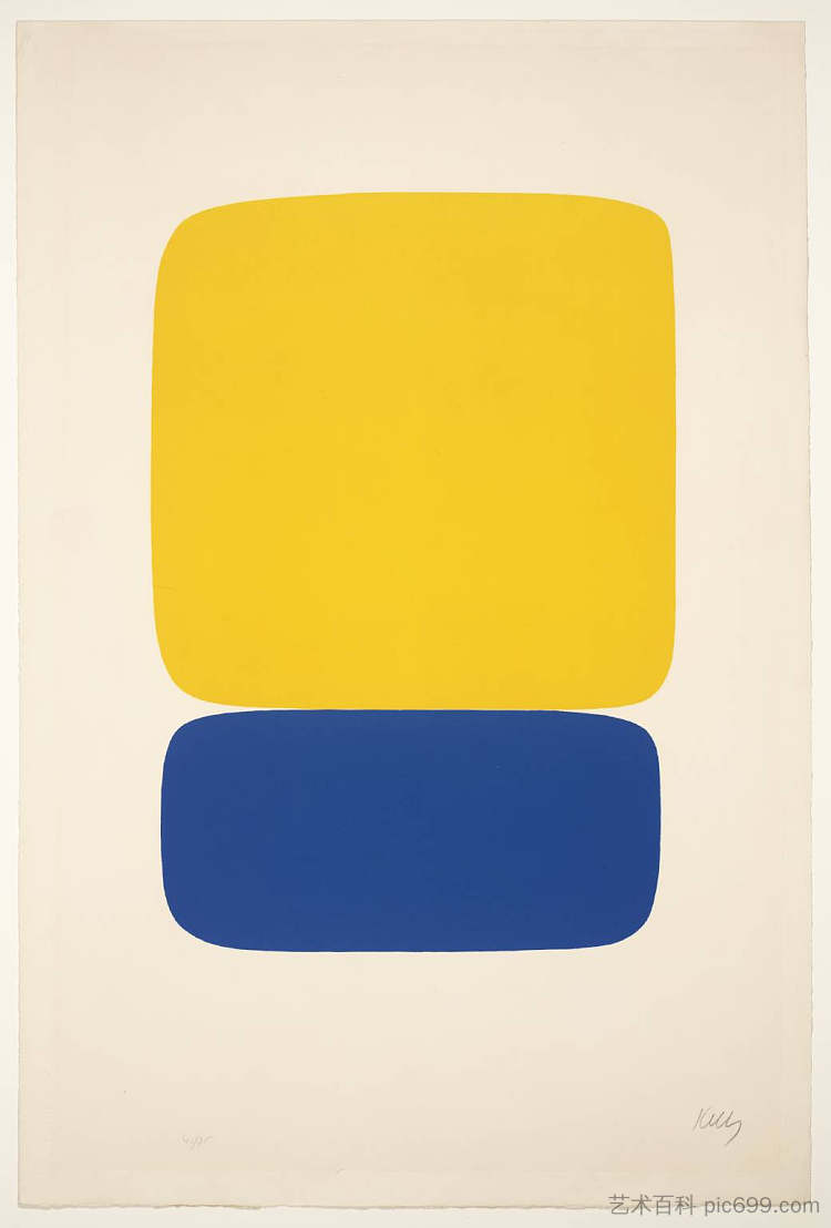 深蓝色上的黄色 Yellow over Dark Blue (1965)，埃斯沃兹·凯利