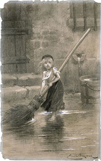 年轻的珂赛特扫地 Young Cosette sweeping (1862)，埃米尔·贝亚德