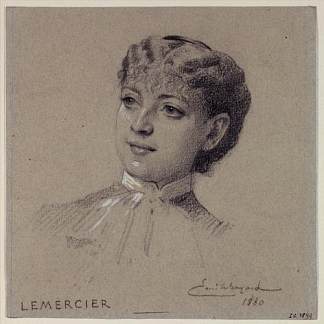 勒默西耶夫人的肖像，皇家宫殿的女演员 Portrait of Madame Lemercier, actress of the Palais-Royal (1880)，埃米尔·贝亚德