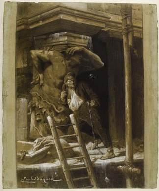 两个女像柱 The two caryatids (c.1879 – 1880)，埃米尔·贝亚德