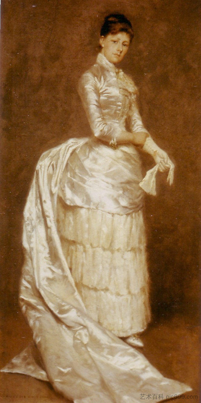 夏洛特·杜福，穿着婚纱 Charlotte Dufaux, in her wedding dress (1886)，埃米尔·克劳斯