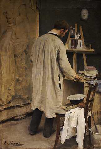 雕塑家布西埃在他的工作室 The Sculptor Bussière in his workshop (c.1884)，埃米尔·弗里安特