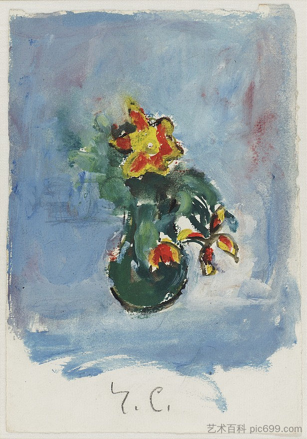 花瓶里的花 Flowers in a Vase (c.1914)，艾蜜莉·查米