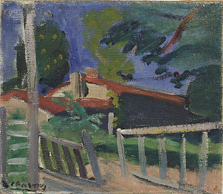 马纳特的栅栏 The Fence at Marnat (c.1915)，艾蜜莉·查米