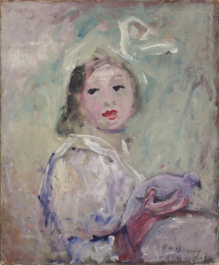 女人与鸟 Woman with Bird (c.1920)，艾蜜莉·查米