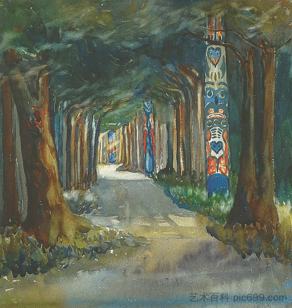 锡特卡图腾漫步 Totem Walk at Sitka (1907)，埃米莉·凯尔