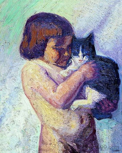 儿童与猫 Child with cat，艾曼纽扎伊斯