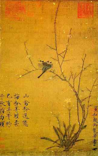李子和鸟 Plum and birds，徽宗皇帝