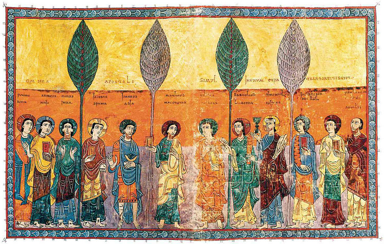 序幕。在教堂上。使徒的肖像,说明他们在哪里讲道 Prologue. On the Church. Portraits of the apostoles stating where they preached (c.975),恩德
