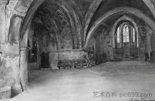 阿西西圣弗朗西斯大教堂的地下室 The crypt at the Basilica of St.Francis, in Assisi (1898; Assisi,Italy  )，恩里科·纳尔迪