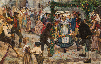 列蒂地区的婚礼游行 Wedding procession in the Rieti area (1888; Rome,Italy                     )，恩里科·纳尔迪