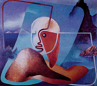 拉斯佩齐亚湾马里内蒂诗人的肖像 Ritratto di Marinetti poeta del Golfo della Spezia (1934)，普兰波利尼