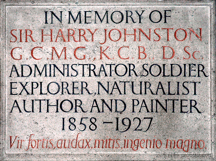 哈里·约翰斯顿爵士的壁挂式纪念牌匾 Wall-mounted Memorial Plaque to Sir Harry Johnston，埃里克·吉尔