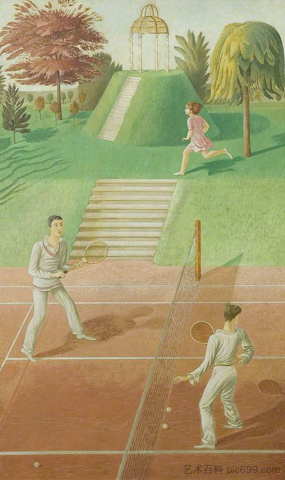 网球（三联画，中央面板） Tennis (triptych, centre panel) (1930)，艾里克·拉斐留斯